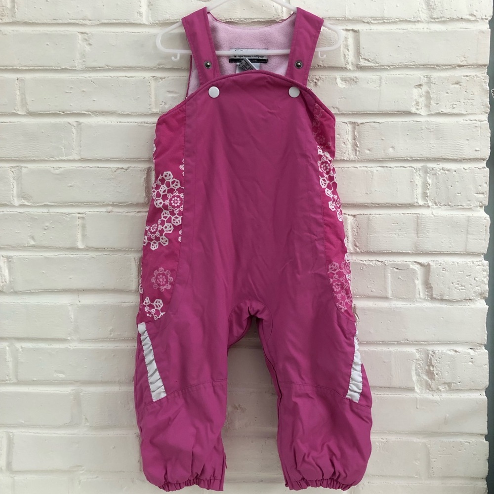 Columbia Toddler Girl Snow Pants Pink w/white Flowers Size 2